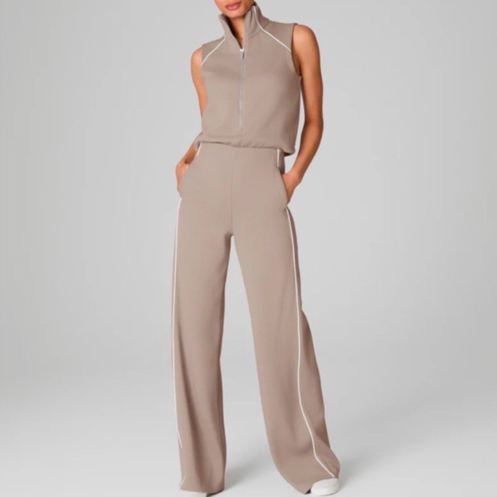 Spanx AirEssential Sleeveless Mock Neck 1/2 Zip  Pique jumpsuit